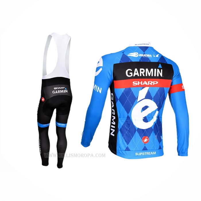 2013 Ropa Ciclismo Garmin Sharp Azul Mangas Largas y Culotte Lunga